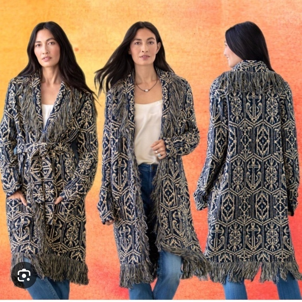 Sundance Chantry Long Open Front Cardigan. Size L  P